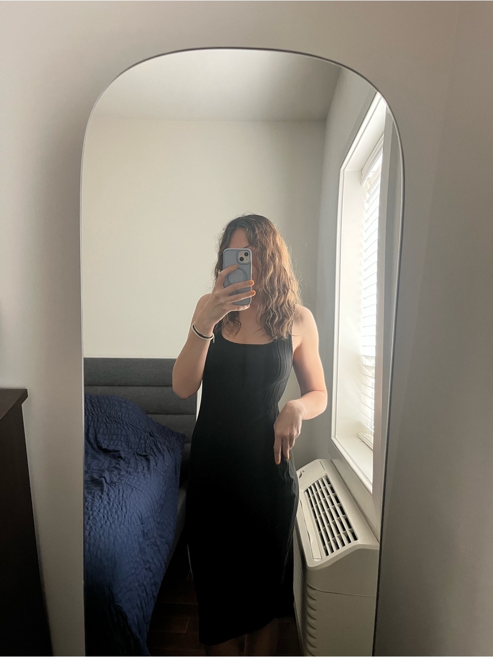 SHEIN Black Ribbed Tank Midi Dress